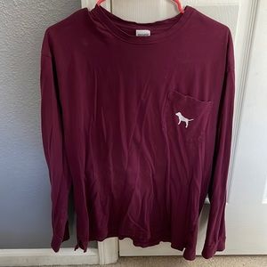 Burgundy Victoria’s Secret pink long sleeve t-shirt